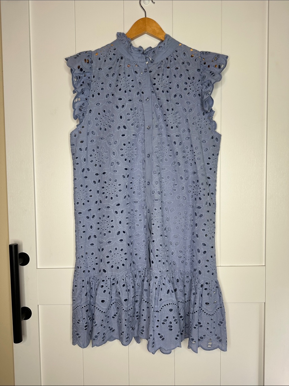 H&M Light Blue Eyelet Midi Dress